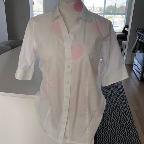 Talbots Button Down Non-Iron Fitted Cotton Shirt White Size 4 - Picture 12 of 12